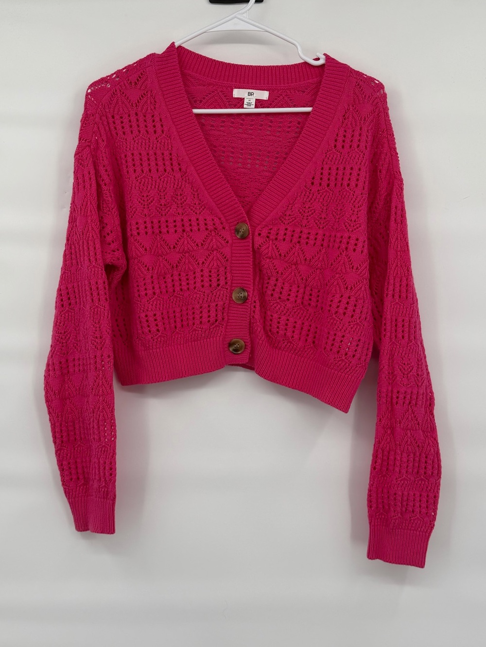 BP Nordstrom cotton blend pink open knit cardigan